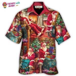Christmas Santa Claus Story Chilling Happy Xmas Art Style Hawaiian Shirt – Trendy KLA