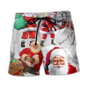 Christmas Santa Claus Story Funny Art Style Trendy KLA Hawaiian Beach Shorts
