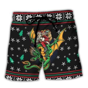 Christmas Santa Claus With Dragon Trendy KLA Hawaiian Beach Shorts