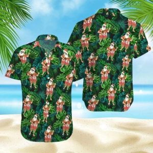 Christmas Santa Claus With Ukulele Vintage Hawaiian Shirt