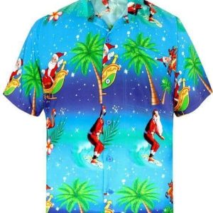 Christmas Santa Coconut Tree Trendy Hawaiian Shirt
