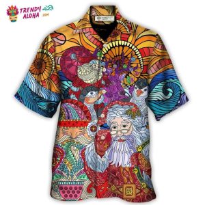 Christmas Santa Colorful Geometry Hawaiian Shirt – Trendy KLA