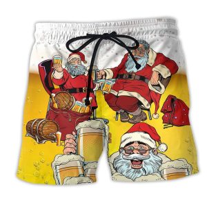 Christmas Santa I Want More Beer Trendy KLA Hawaiian Beach Shorts