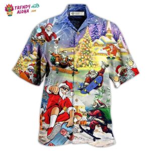 Christmas Santa Jumps On Skateboard Hawaiian Shirt – Trendy KLA