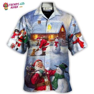 Christmas Santa Love Snowman In The Village Gift For Xmas Hawaiian Shirt – Trendy KLA