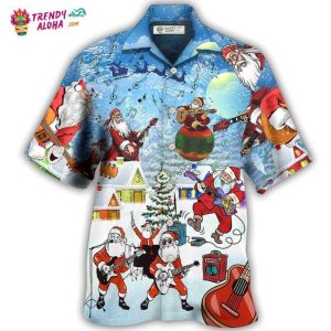 Christmas Santa Loves Music And Guitar Hawaiian Shirt – Trendy KLA