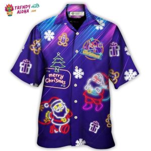 Christmas Santa Neon Light Xmas Party Hawaiian Shirt – Trendy KLA