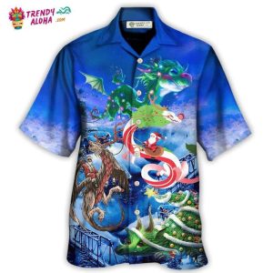 Christmas Santa Riding A Dragon Hawaiian Shirt – Trendy KLA