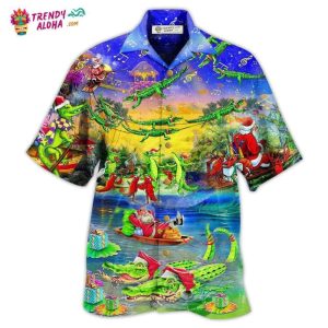 Christmas Santa Riding Alligator Christmas Hawaiian Shirt – Trendy KLA