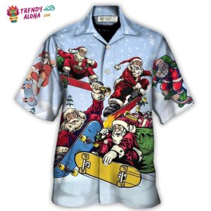 Christmas Santa Skateboard Snow Day Hawaiian Shirt – Trendy KLA