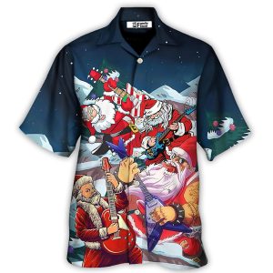 Christmas Santa With Electric Guitar Hawaiian Shirt
