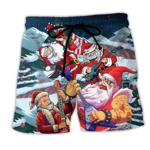 Christmas Santa With Electric Guitar Trendy KLA Hawaiian Beach Shorts