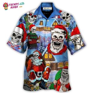 Christmas Skull Santa In The Town Love Xmas Hawaiian Shirt – Trendy KLA