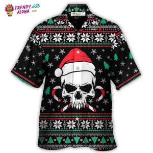 Christmas Skull Wearing Santa Claus Hat And Sweat Candy Hawaiian Shirt – Trendy KLA