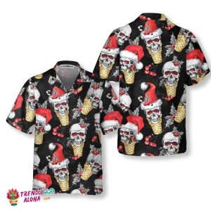 Christmas Skulls With Waffle Cone Hawaiian Shirt, Funny Skull Christmas Shirt, Best Gift For Christmas
