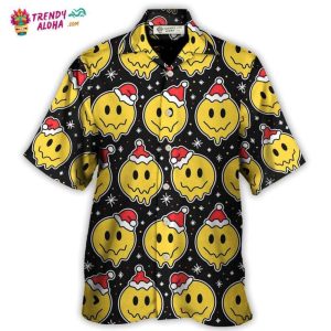 Christmas Smile Happy Face With Santa Hat Hawaiian Shirt – Trendy KLA