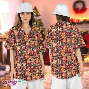 Christmas Snack Candy Cane Gingerbread Hawaiian Disneyland Shirt