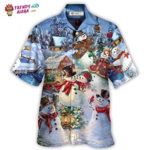 Christmas Snowman Lover Happy Couple Snowman Hawaiian Shirt – Trendy KLA