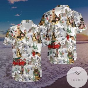 Christmas Spirit with German Shepherds Hawaiian Shirt Look