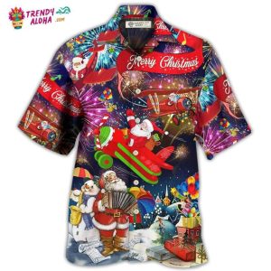 Christmas Spreading Plane With Santa Claus Hawaiian Shirt – Trendy KLA