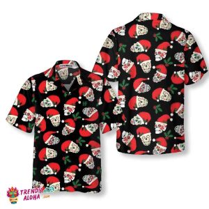 Christmas Sugar Skull Seamless Pattern Hawaiian Shirt, Funny Santa Claus Shirt, Best Gift For Christmas