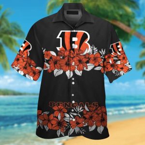Cincinnati Bengals Short Sleeve Button Up Tropical Hawaiian Shirt VER010