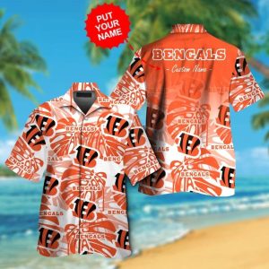 Cincinnati Bengals Short Sleeve Button Up Tropical Hawaiian Shirt VER011