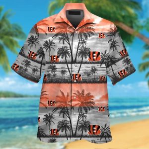 Cincinnati Bengals Short Sleeve Button Up Tropical Hawaiian Shirt VER012