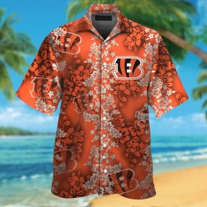 Cincinnati Bengals Short Sleeve Button Up Tropical Hawaiian Shirt VER021