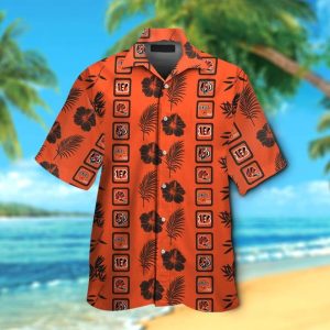 Cincinnati Bengals Short Sleeve Button Up Tropical Hawaiian Shirt VER025