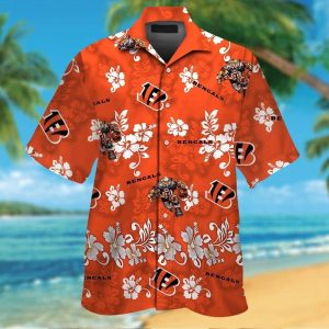Cincinnati Bengals Short Sleeve Button Up Tropical Hawaiian Shirt VER06