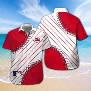 Cincinnati Reds Short Sleeve Button Up Tropical Hawaiian Shirt VER01