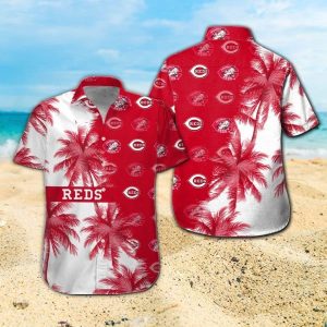 Cincinnati Reds Short Sleeve Button Up Tropical Hawaiian Shirt VER011