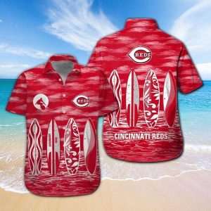Cincinnati Reds Short Sleeve Button Up Tropical Hawaiian Shirt VER02