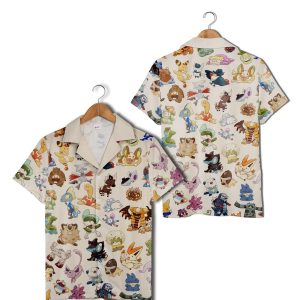 Classic Pokemon Pattern Hawaiian Shirt For Men and Women