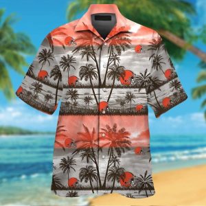 Cleveland Browns Short Sleeve Button Up Tropical Hawaiian Shirt VER015