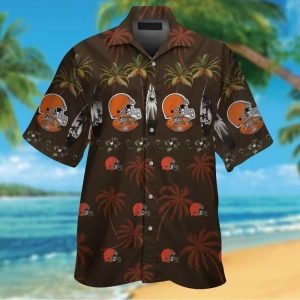 Cleveland Browns Short Sleeve Button Up Tropical Hawaiian Shirt VER017