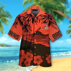 Cleveland Browns Short Sleeve Button Up Tropical Hawaiian Shirt VER018