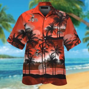 Cleveland Browns Short Sleeve Button Up Tropical Hawaiian Shirt VER020
