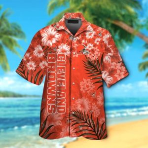 Cleveland Browns Short Sleeve Button Up Tropical Hawaiian Shirt VER030