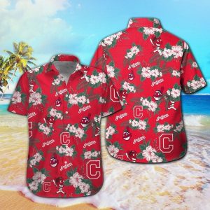 Cleveland Indians Short Sleeve Button Up Tropical Hawaiian Shirt VER010