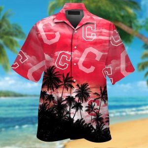 Cleveland Indians Short Sleeve Button Up Tropical Hawaiian Shirt VER03
