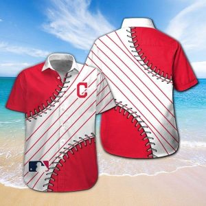 Cleveland Indians Short Sleeve Button Up Tropical Hawaiian Shirt VER04