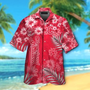 Cleveland Indians Short Sleeve Button Up Tropical Hawaiian Shirt VER05