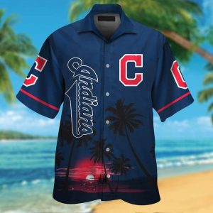 Cleveland Indians Short Sleeve Button Up Tropical Hawaiian Shirt VER06