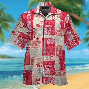 Cleveland Indians Short Sleeve Button Up Tropical Hawaiian Shirt VER07