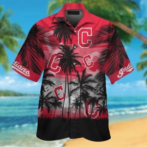 Cleveland Indians Short Sleeve Button Up Tropical Hawaiian Shirt VER09