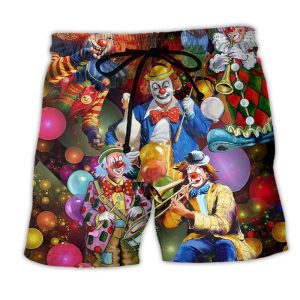 Clown And Duck Happy Everyday Funny Trendy KLA Hawaiian Beach Shorts