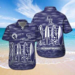 Colorado Rockies Short Sleeve Button Up Tropical Hawaiian Shirt VER012