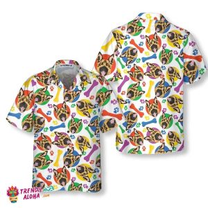 Colorful And Playful German Shepherd Hawaiian Shirt, Funny German Shepherd Shirt, German Shepherd Gift